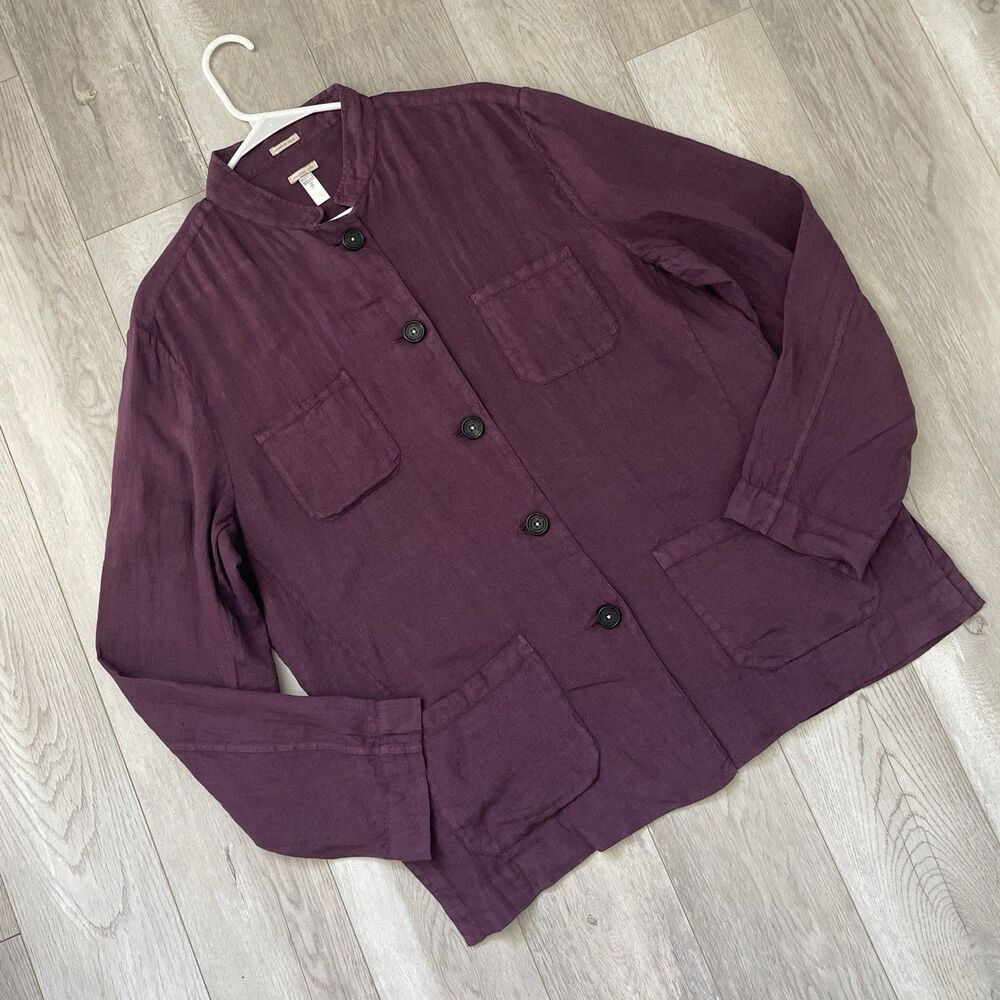 Massimo Alba Shirt linen button up mens Purple medium minimalist coastal travel